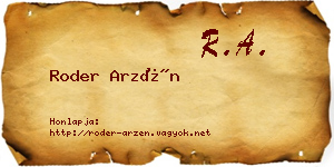 Roder Arzén névjegykártya